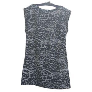Apt .9 Animal Print Sleeveless Tunic Mini Dress Exposed Zipper Blk Gray‎ Sz S